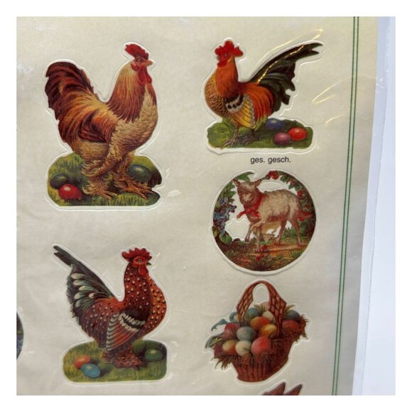 Vintage German Stickers Scrapbook Easter Bunny Hen EF Art No. 8073 Glanzbilder - Picture 8 of 10